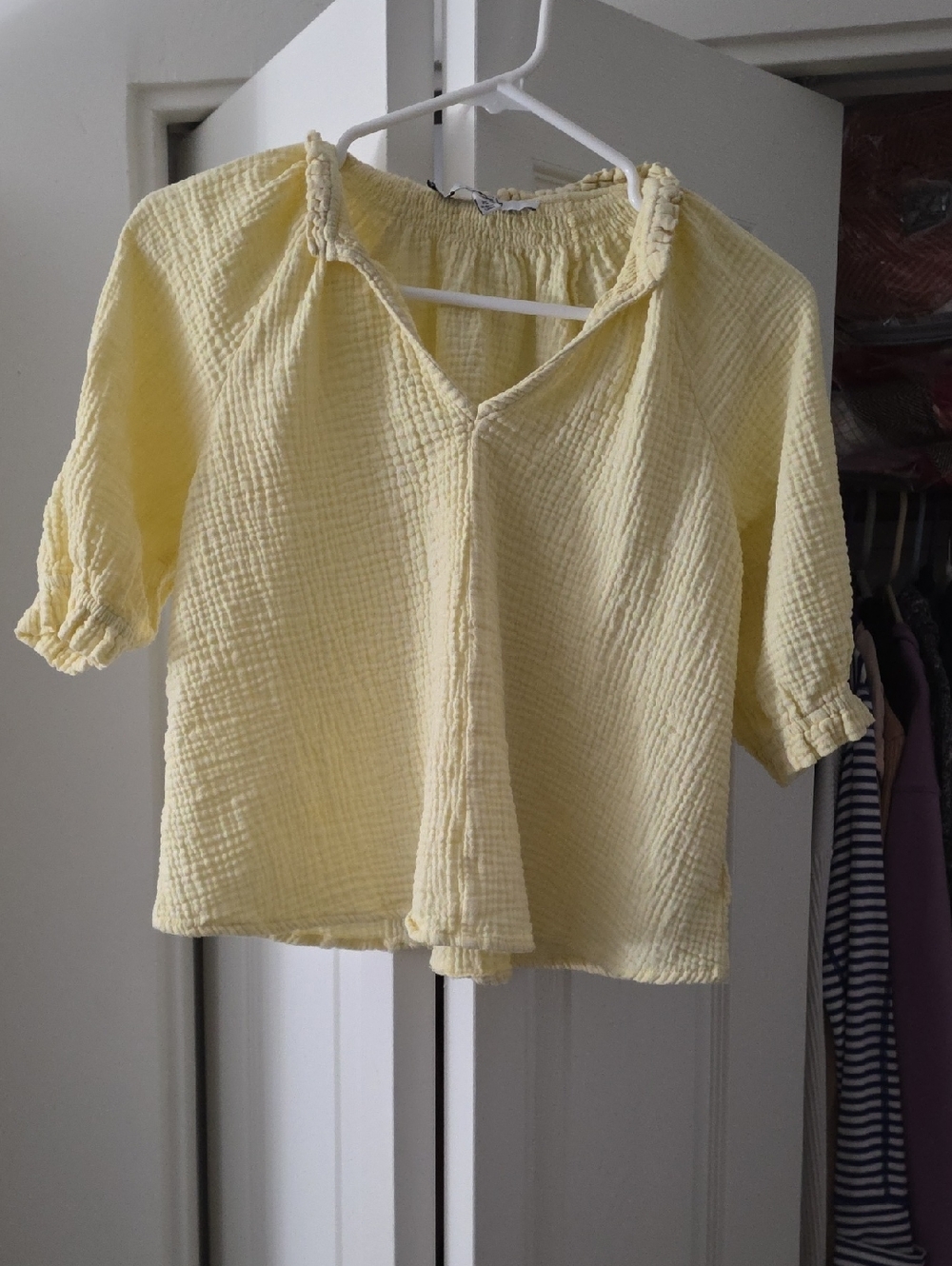 Joe's Jeans Light Yellow Gauze Peasant Blouse